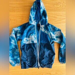 AIR JORDAN Boys Hooded Windbreaker Jacket Water Resistant Mesh Lined; Size L